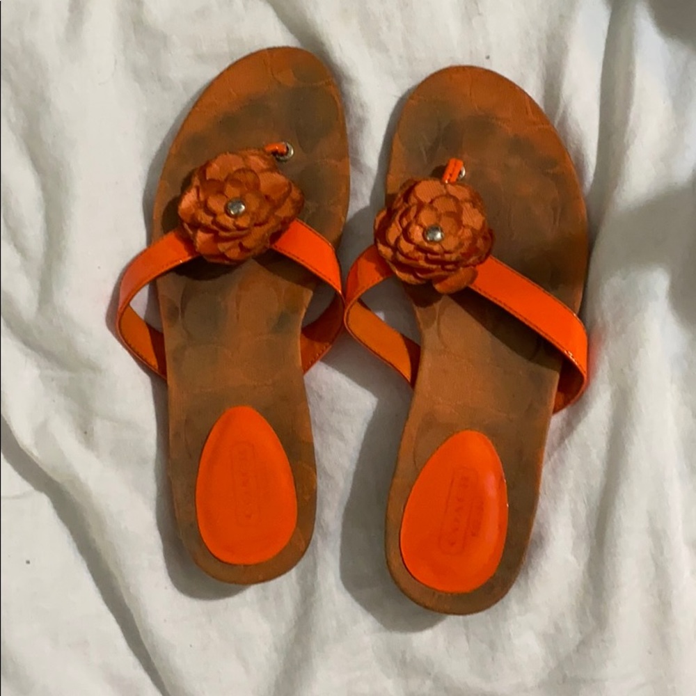 Orange Coach flower sandal